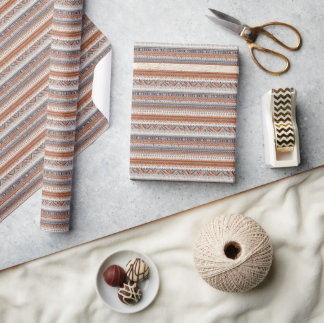 Papel De Presente Rustic Fair Isle Nordic Stripe