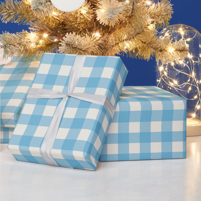 Papel De Presente Rustic Farmhouse Blue & Cream Wrapping Paper (Feriados)