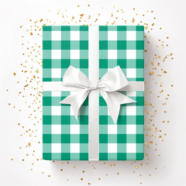 Papel De Presente Rustic Farmhouse Green verificou o padrão de Gingh (Rustic Farmhouse Green Checked Gingham Pattern Wrapping Paper)
