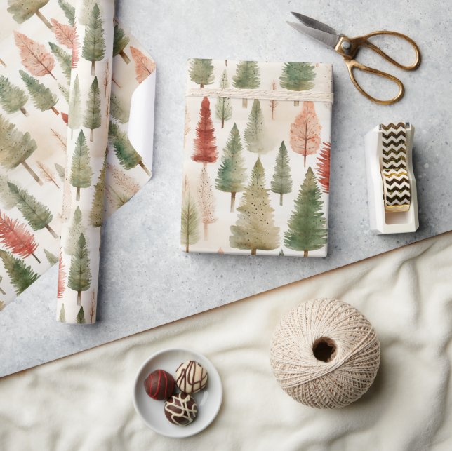 Papel De Presente Rustic Forest of Trees  (Artesanato)