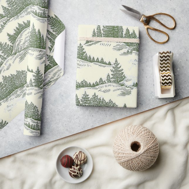 Papel De Presente Rustic Holiday Eco-Friendly Tree Wrapping Paper (Artesanato)