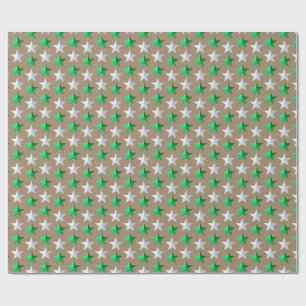 Papel De Presente Rustic Kraft Brilhante White Stars