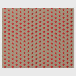 Papel De Presente Rustic Kraft Red Stars