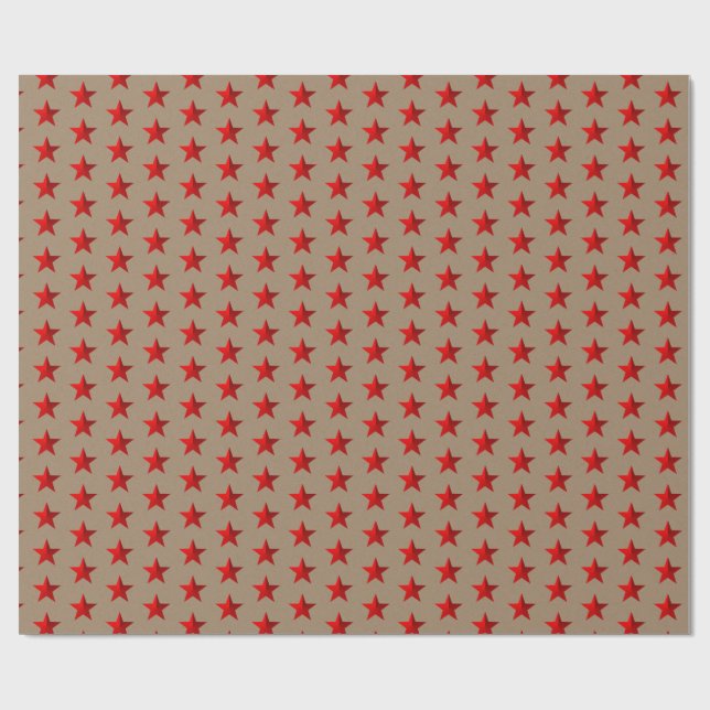 Papel De Presente Rustic Kraft Red Stars (Aberto)