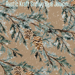 Papel De Presente Rustic Kraft Snowy Blue Juniper Branch & Cones