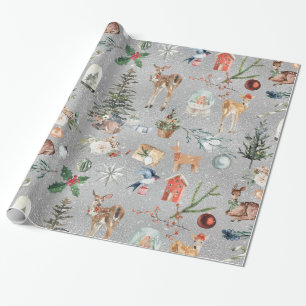 Papel De Presente Rustic Kraft Tudo Reindedo de Natal Silver