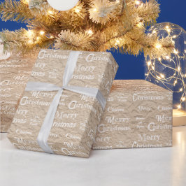 Papel De Presente Rustic Kraft White Font aflita Feliz Natal
