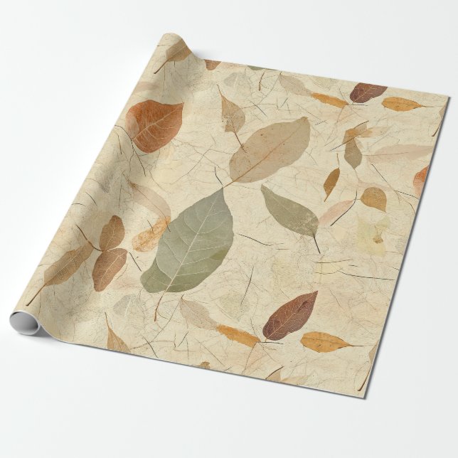 Papel De Presente Rustic Nature-Inspired Leaf - Botanical Art (3) (Desenrolado)