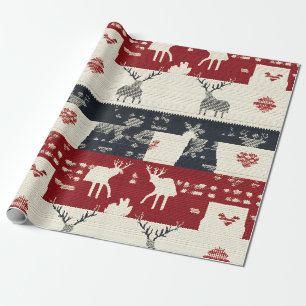 Papel De Presente Rustic Nordic Reindeer & Snowflake Padrão do kit