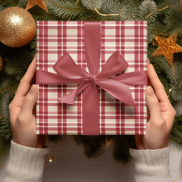 Papel De Presente Rustic Reverie | Embalagem da Xadrez vermelha da f