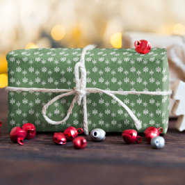 Papel De Presente Rustic Sage Green e White Snowflakes