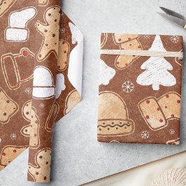 Papel De Presente Rustic Traditional Christmas Gingerbird Delight,