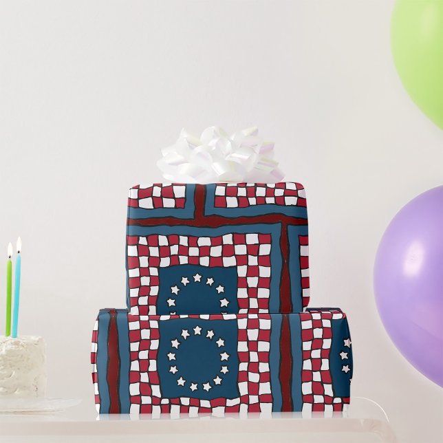 Papel De Presente Rústica Americana Patriótica Padrão de Inclinação  (Criador carregado)