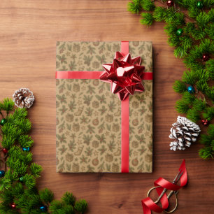 Papel De Presente Rústico, padrão de Natal vintage