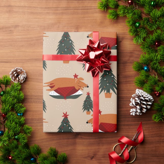 Papel De Presente Rusty, a árvore de Natal dormindo (Presente de Natal)