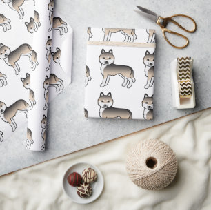 Papel De Presente Sable Siberian Husky Cute Dog Patterno