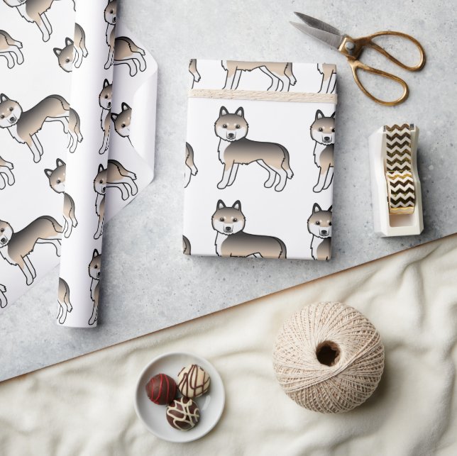 Papel De Presente Sable Siberian Husky Cute Dog Patterno (Artesanato)