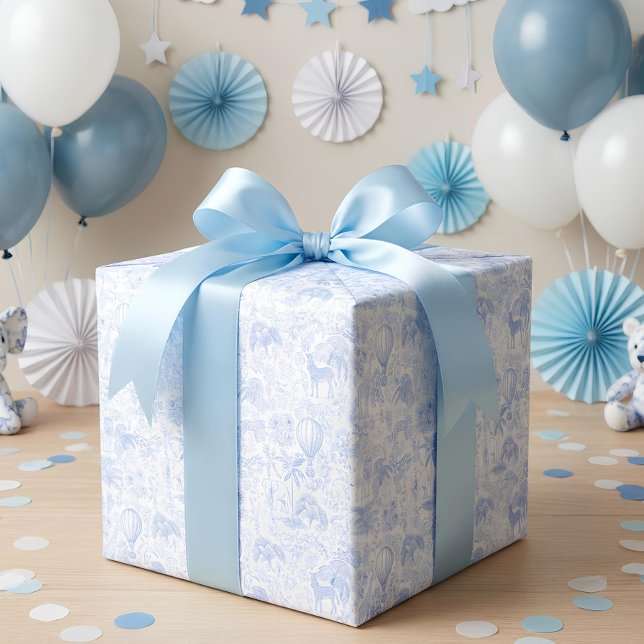 Papel De Presente Safari Animais Toile De Jouy (Wrapping Paper with Safari Animals Toile De Jouy design)