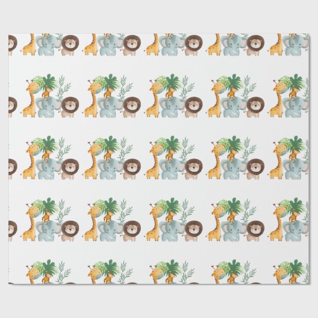 Papel De Presente Safari Animals jungle Tropical  (Aberto)