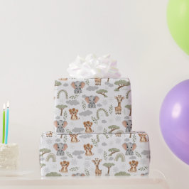 Papel De Presente Safari Bebês Chá de fraldas