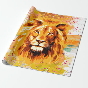 Papel De Presente Safari Lion Papel Colorido De Embalagem De Leão