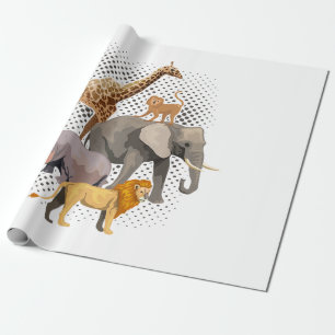 Papel De Presente Safari Squad African Safari Animal Engraçado Zoo A