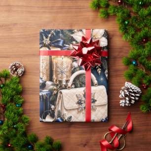 Papel De Presente Safira da Meia-Noite Luxo Natal
