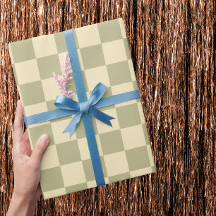 Papel De Presente Sage Checkerboard