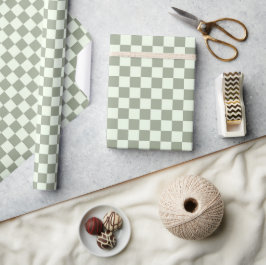 Papel De Presente Sage Green Checker Checkerboard Checkered Retro
