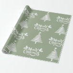 Papel De Presente Sage Green Felry Christmas<br><div class="desc">Sage Green Feliz Natal com Tree.</div>