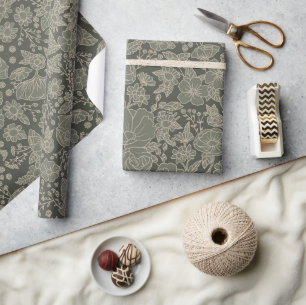 Papel De Presente Sage Green Floral