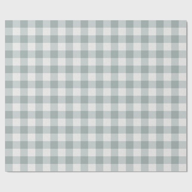 Papel De Presente Sage Green Gingham (Aberto)
