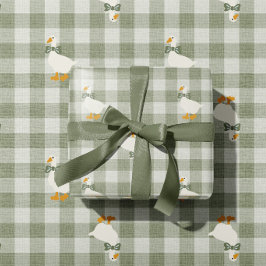 Papel De Presente Sage Green Gingham Buffalo Check Baby Shower Linen