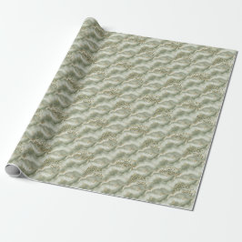 Papel De Presente Sage Green Gold Abstract Marble Design