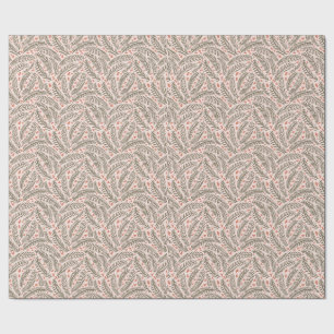 Papel De Presente Sage Green Palha de Pinheiros de Natal desenhada à