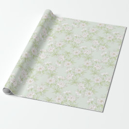 Papel De Presente Sage Green White Rose Wedding