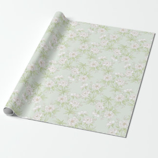 Papel De Presente Sage Green White Rose Wedding