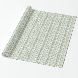 Papel De Presente Sage (light, medium, dark) and White Stripes