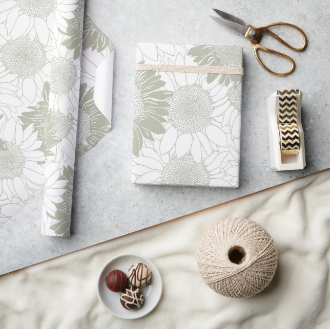 Papel De Presente Sage Sunflower (Artesanato)