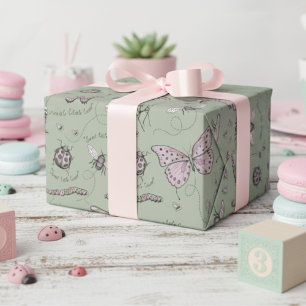 Papel De Presente Sage Sweet Little Critine Feminine Blush Pink