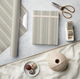 Papel De Presente Sage Verde Azul Empoeirado Cinza Taupe Faixa Casa 