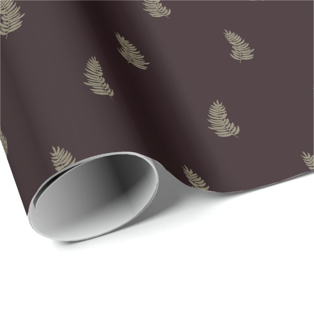 Papel De Presente Sage Verde Natal Tropical Folha de Palma Preta (Ponta do rolo)