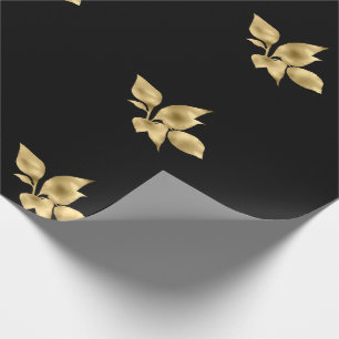 PAPEL DE PRESENTE SAÍDAS DOURADAS NEGRAS ELEGANTE NO ANIVERSÁRIO D