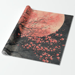 Papel De Presente Sakura Lua de Sangue Tinta Lavada (2)