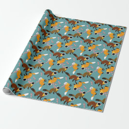 Papel De Presente Sakura marten cyan background