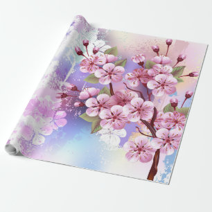 Papel De Presente Sakura rosa no fundo da pintura