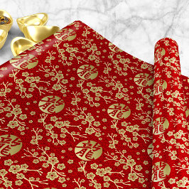 Papel De Presente Sakura Tree Blossom e Símbolo do dragão