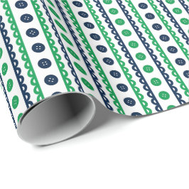 Papel De Presente Sala de Costura e Artesanato Listrada de Verde e A