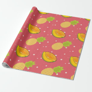 Papel De Presente salada de frutas: padrão de frutas abacaxi e mamão