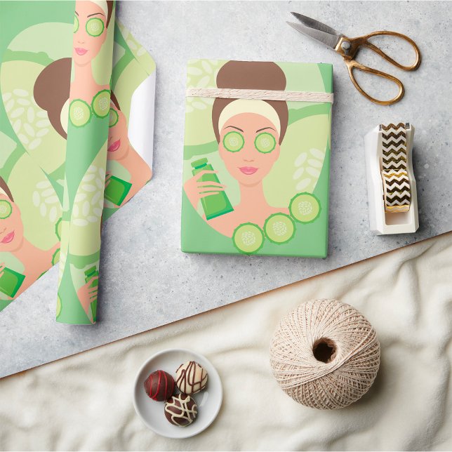 Papel De Presente Salão de Beleza Facial Spa de Pepino (Criador carregado)